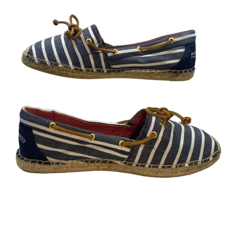 Sperry Top-Sider Blue & White Striped Espadrille Moccasins 11M - Picture 12 of 12
